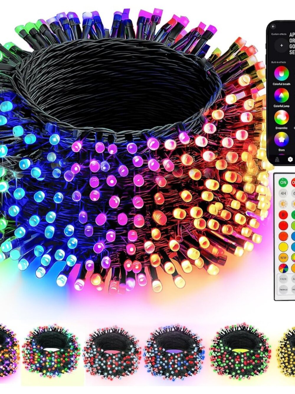 Smart Christmas String Lights, 98FT 300 LED RGB Color Changing String Lights wit
